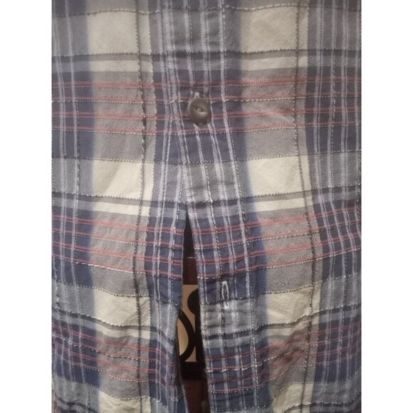 Tommy Bahama Shirt Mens Large L Blue Plaid Silk Blend Button Up Short Sleeves - Picture 2 of 14